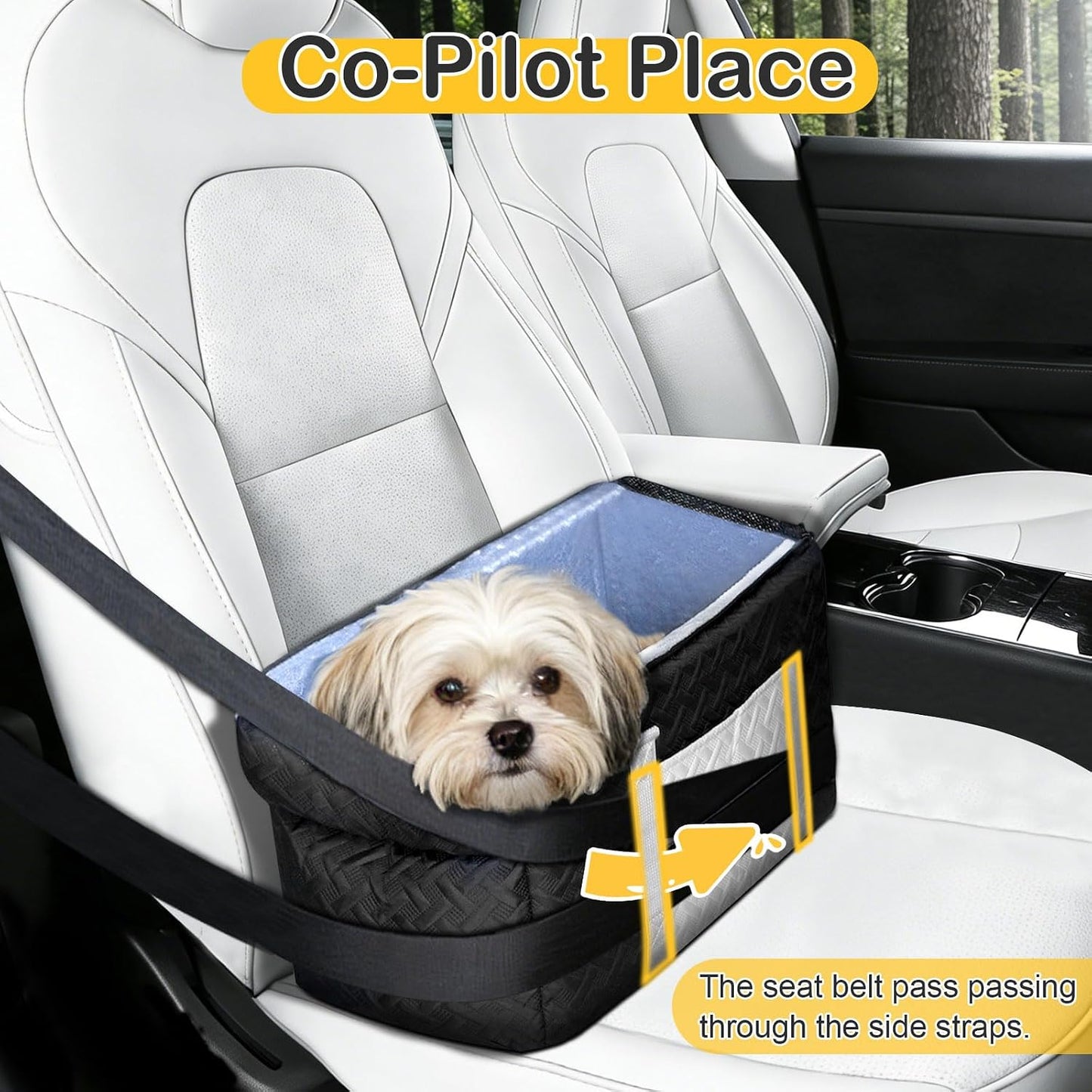 Center Console Dog Booster Seat - Safety Net, 0-15 lbs for Small Pets/Puppies/Cats