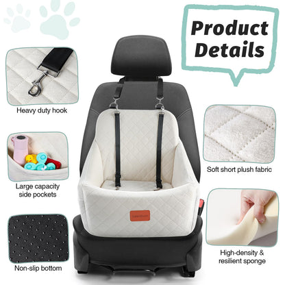 Dog Booster Car Seat for Medium Dogs Up to 40lbs Pets with 2 Clip-On Leashes