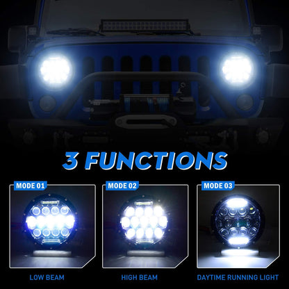 DOT Approved 7" LED Headlight - H6024 Hi/Lo/DRL, Universal Black Fit