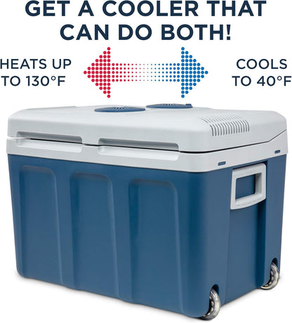 48Qt Electric Cooler/Warmer (45L) with Wheels/Handle - 12V Car/110V Home for Camping/Travel