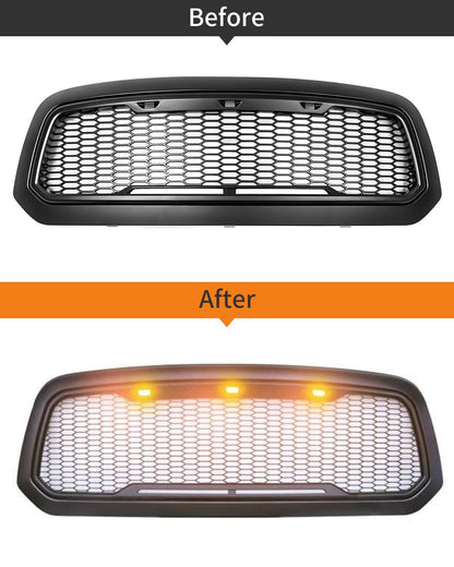 3-PCS Amber Raptor Grille Lights Kit for 2004-2019 Ford F-150 & 2013-2018 Ram 1500 - with Harness & Fuse