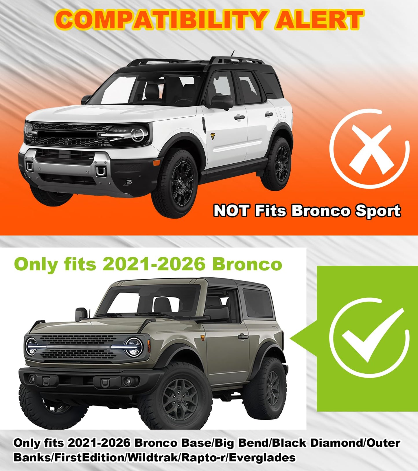 Bronco Hood Handle Trail Lights: Amber DRL, Side Markers, IP68 Waterproof
