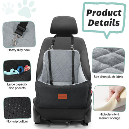 Dog Booster Car Seat for Medium Dogs Up to 40lbs Pets with 2 Clip-On Leashes