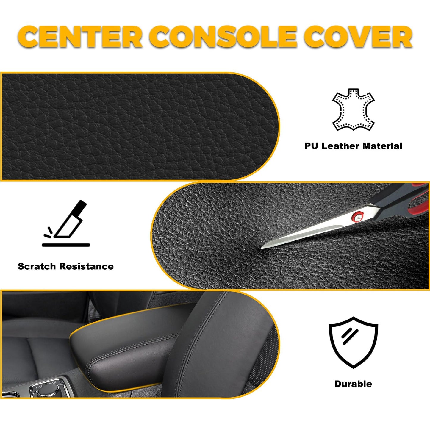 Microfiber Leather Center Console Cover for 2021-2025 Ford Bronco 2/4-Door (Excludes Sport)