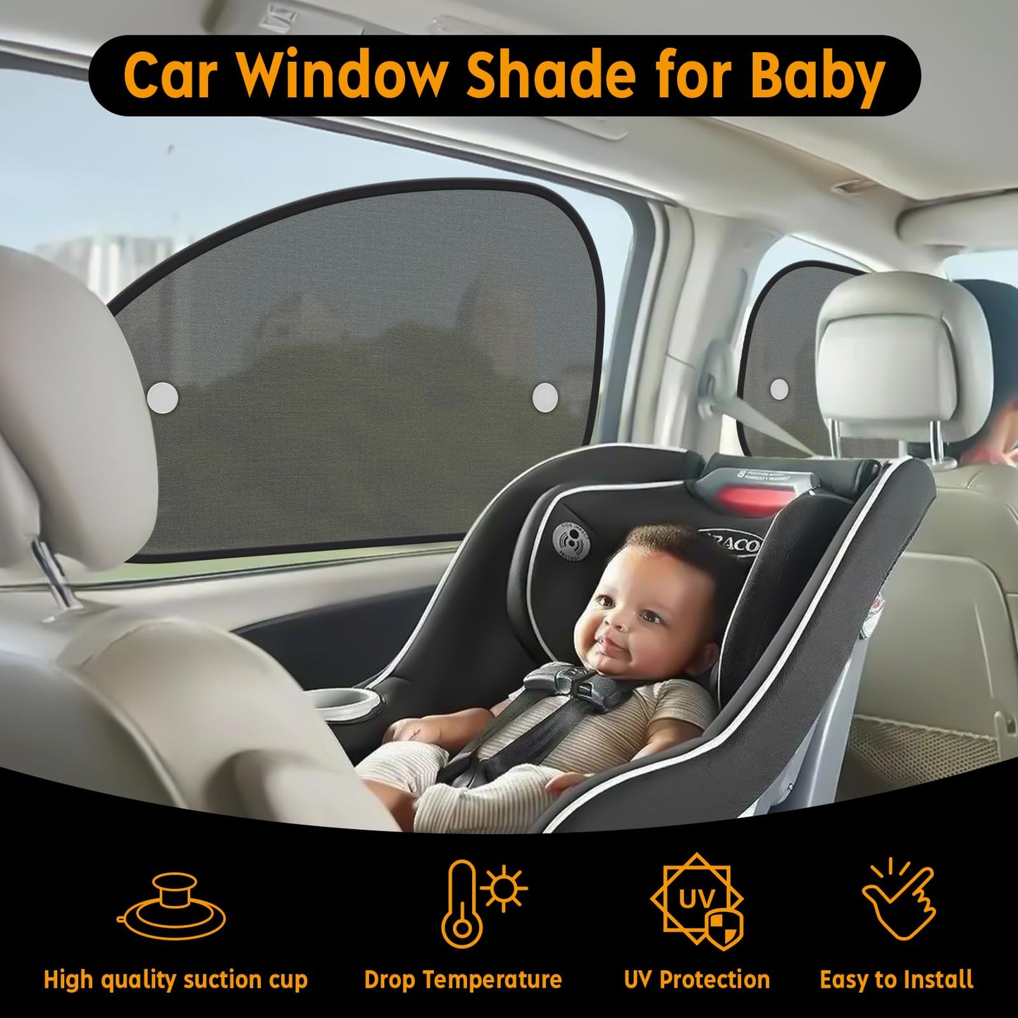 Upgraded Car Window Shades for Baby, Blocks 99.98% UVR