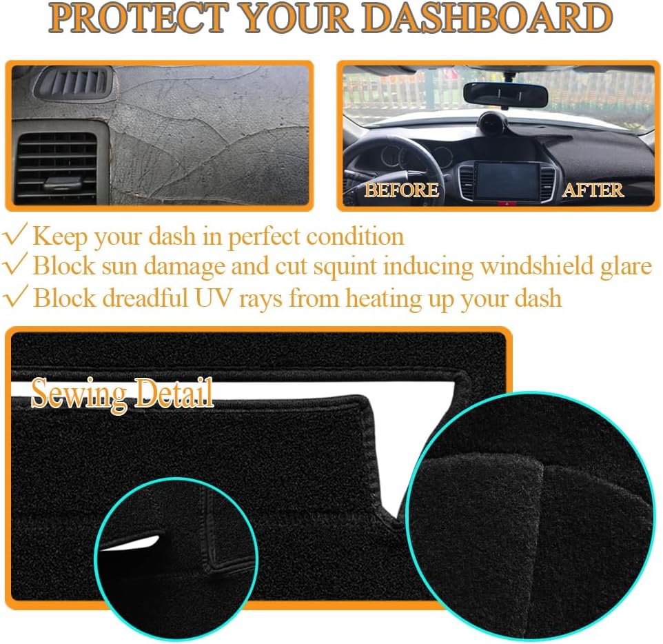 Dashboard Cover Dash Mat Carpet Fit for 2007-2014 Chevy Chevrolet Tahoe Suburban,2007-13 Chevy Avalanche Silverado 1500 2500 3500 LTZ /2007-13 GMC Sierra SLT Denali,2007-14 GMC Yukon XL (Black) Y24