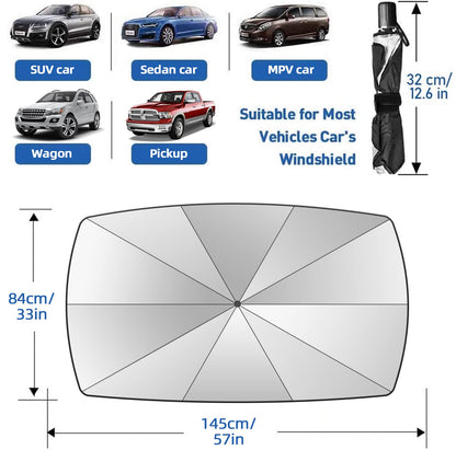 Foldable Car Umbrella Sunshade - UV Block & Heat Insulation for Windshield (Large)