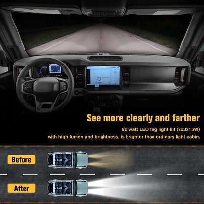 LED Front Bumper Fog Light with Mounts for Ford Bronco 2021 2022 2023 2/4 Door