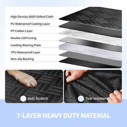 400 lb Hard-Bottom Dog Seat Cover - 600D Waterproof Scratch-Proof Hammock for Car/SUV