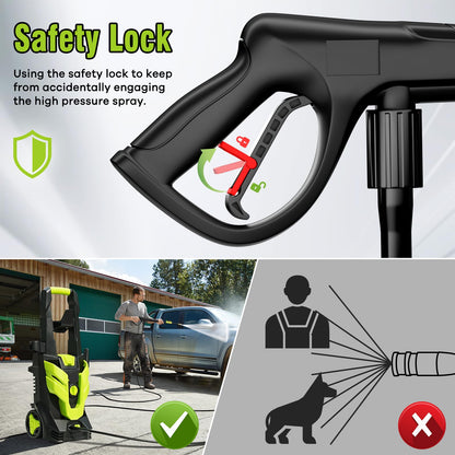 Portable Electric Pressure Washer - 4 Quick-Connect Nozzles for Car, Patio & Driveway