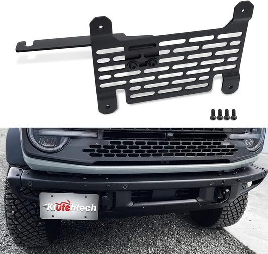 Bronco License Plate Holder 2021-2024, Front Plate Frame for Modular Steel Bumper Compatible with Bronco Accessories 2024-2021 6th Gen. Durable and Stylish License Plate Mount