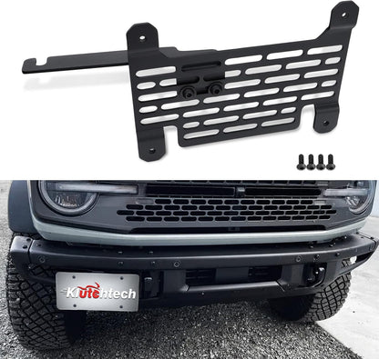 Bronco License Plate Holder 2021-2024, Front Plate Frame for Modular Steel Bumper Compatible with Bronco Accessories 2024-2021 6th Gen. Durable and Stylish License Plate Mount