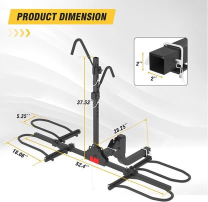 Hitch Bike Rack,Wobble Free Smart Tilting Folding Bicycle Car Racks for Standard,Fat Tire E-Bike Rack for Tow Hitch, 2-Bike 200 lbs Capacity, 2 inch Receiver