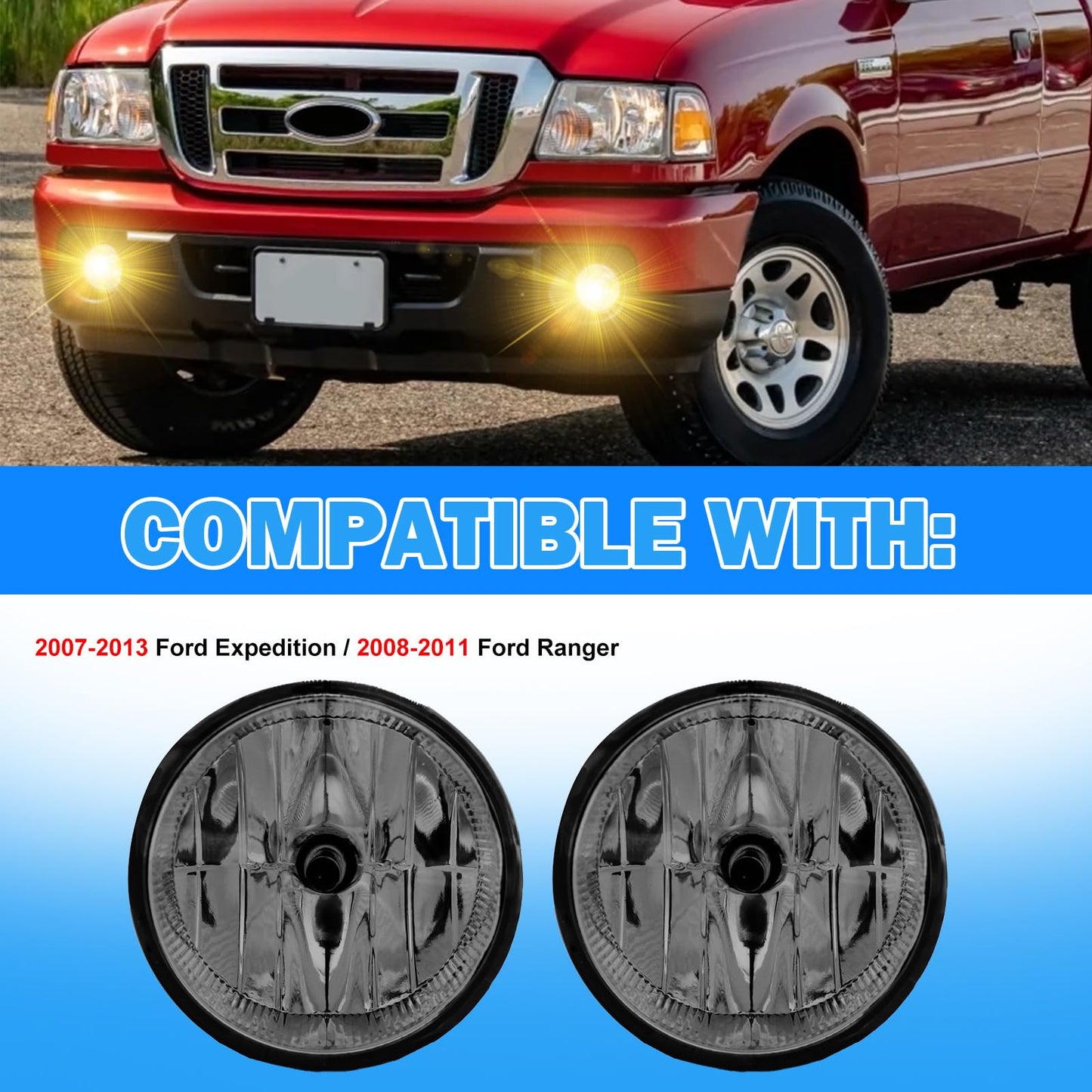 Ford Expedition Ranger Halogen Fog Lights Smoked Lens