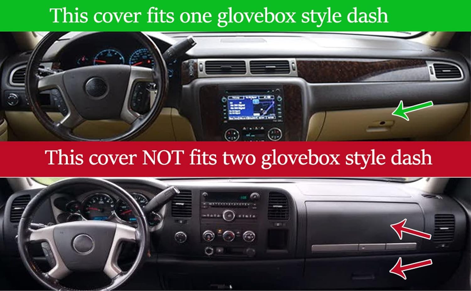 Dashboard Cover Dash Mat Carpet Fit for 2007-2014 Chevy Chevrolet Tahoe Suburban,2007-13 Chevy Avalanche Silverado 1500 2500 3500 LTZ /2007-13 GMC Sierra SLT Denali,2007-14 GMC Yukon XL (Black) Y24