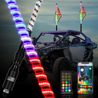 New Double Magnetic&Spring Base LED Whip Lights - OHMU