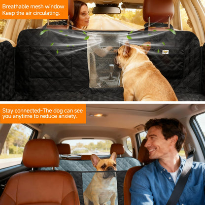 Waterproof Reversible Dog Car Seat Cover with Mesh Window