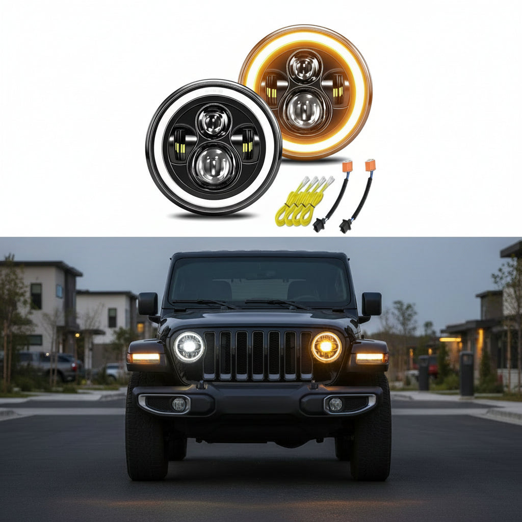 7" Round LED Headlight - H6024 Hi/Lo/Turn/DRL, DOT Approved, Universal Fit