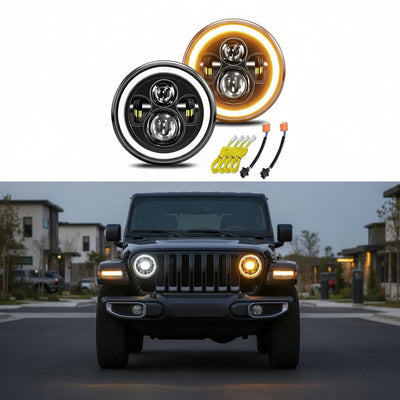 2pc 7 inch Headlight H6024 Compatible with Jeep Wrangler JK TJ CJ Chevy and miata