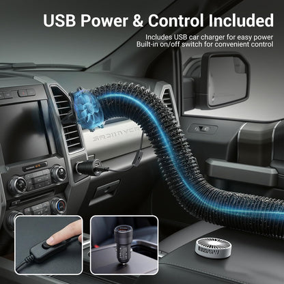 Car AC Vent Extender with USB Fan for Backseat