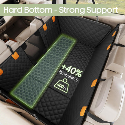 400 lb Hard-Bottom Dog Hammock - Waterproof, Mesh Window for Car/SUV