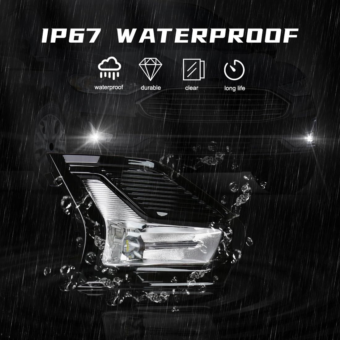 LED Fog Lights for Ford Fusion 2019-2020 with Bezel