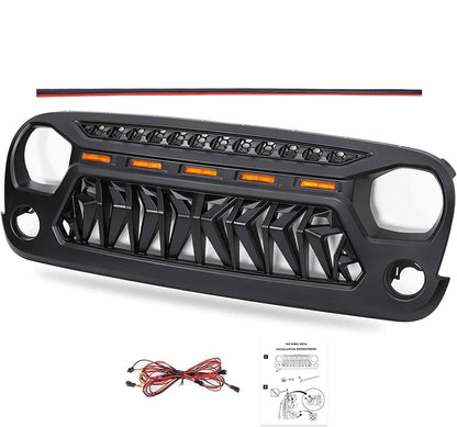 Jeep Wrangler JK Shark Grille with Amber Lights - Matte Black (2007-2018)