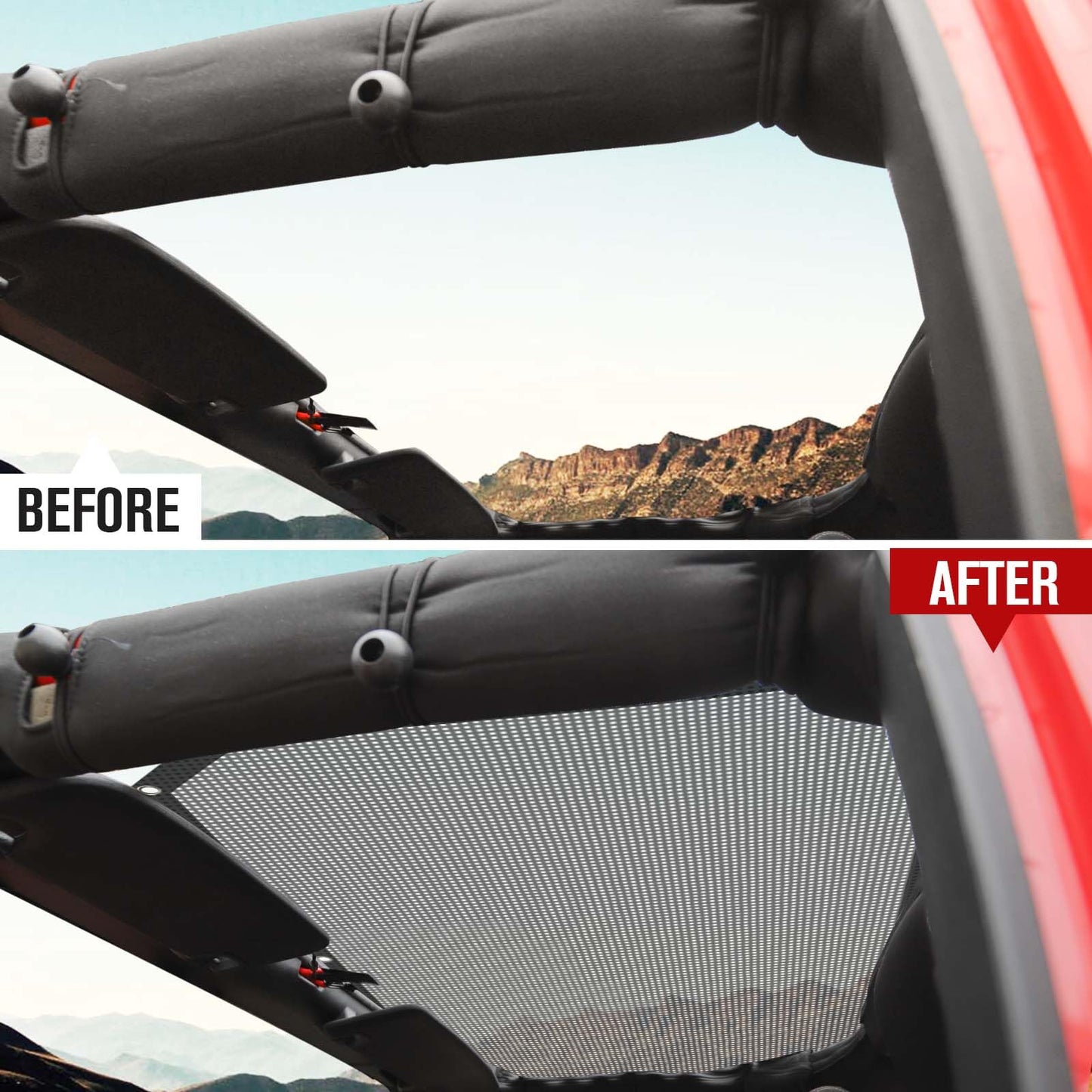 2-Piece Mesh Sun Shade for 2007-2018 Jeep Wrangler JK 4-Door - Front & Rear UV Protection