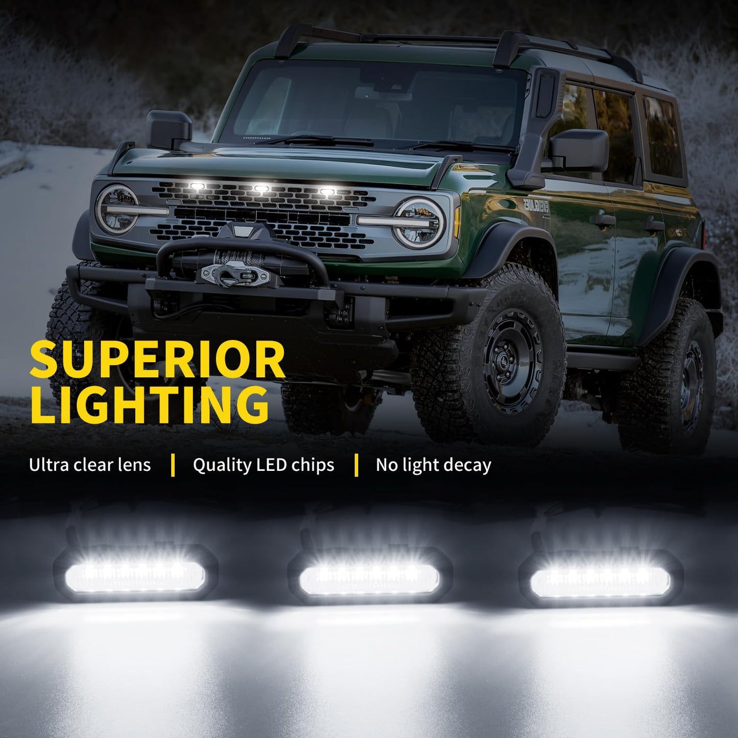 Bronco 2021-2023 Grille Lights, 3-PCS LED, White