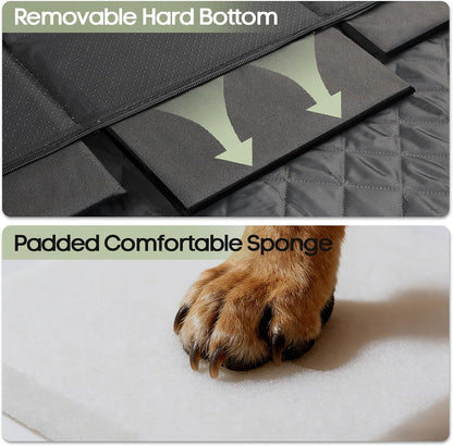 400 lb Hard-Bottom Dog Hammock - Waterproof, Mesh Window for Car/SUV