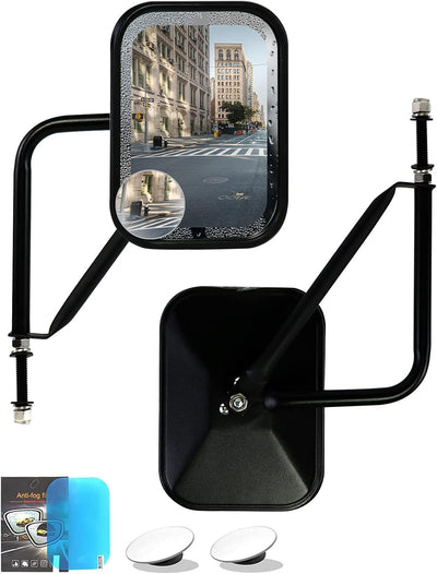 Doors-Off Side Mirrors for Jeep Wrangler JK/JL - Anti-Shake Wider View, Easy Door Hinge Install