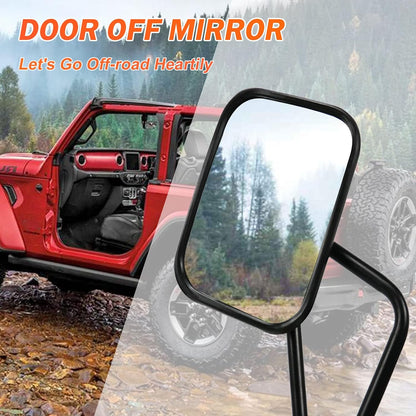 Doors-Off Side Mirrors for Jeep Wrangler JK/JL - Anti-Shake Wider View, Easy Door Hinge Install