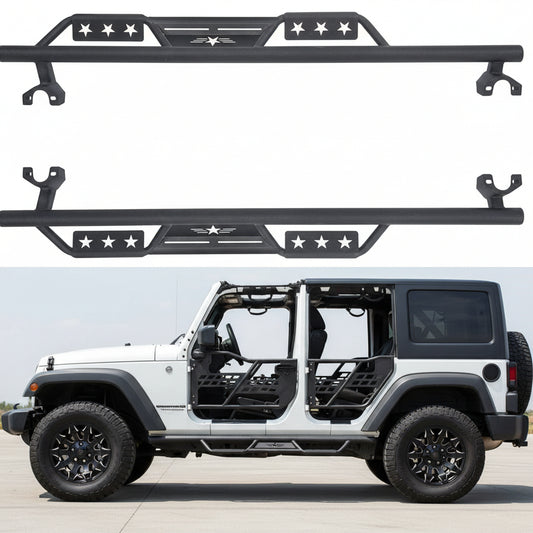 Solid Steel Running Boards for 2007-2018 Jeep Wrangler JKU 4-Door