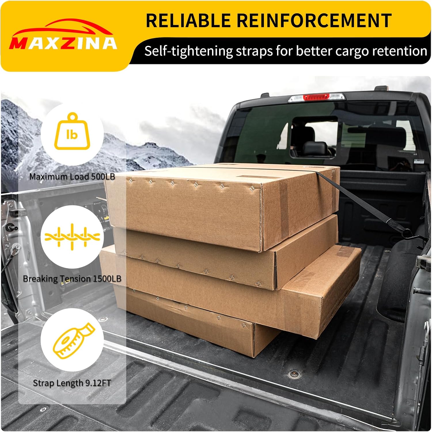 Retractable Ratchet Straps Compatible with 2015-2025 Ford F150 Retracting Straps 2PCS Auto Retract Securing Strap Tie Down System for 2024 F150 Accessories