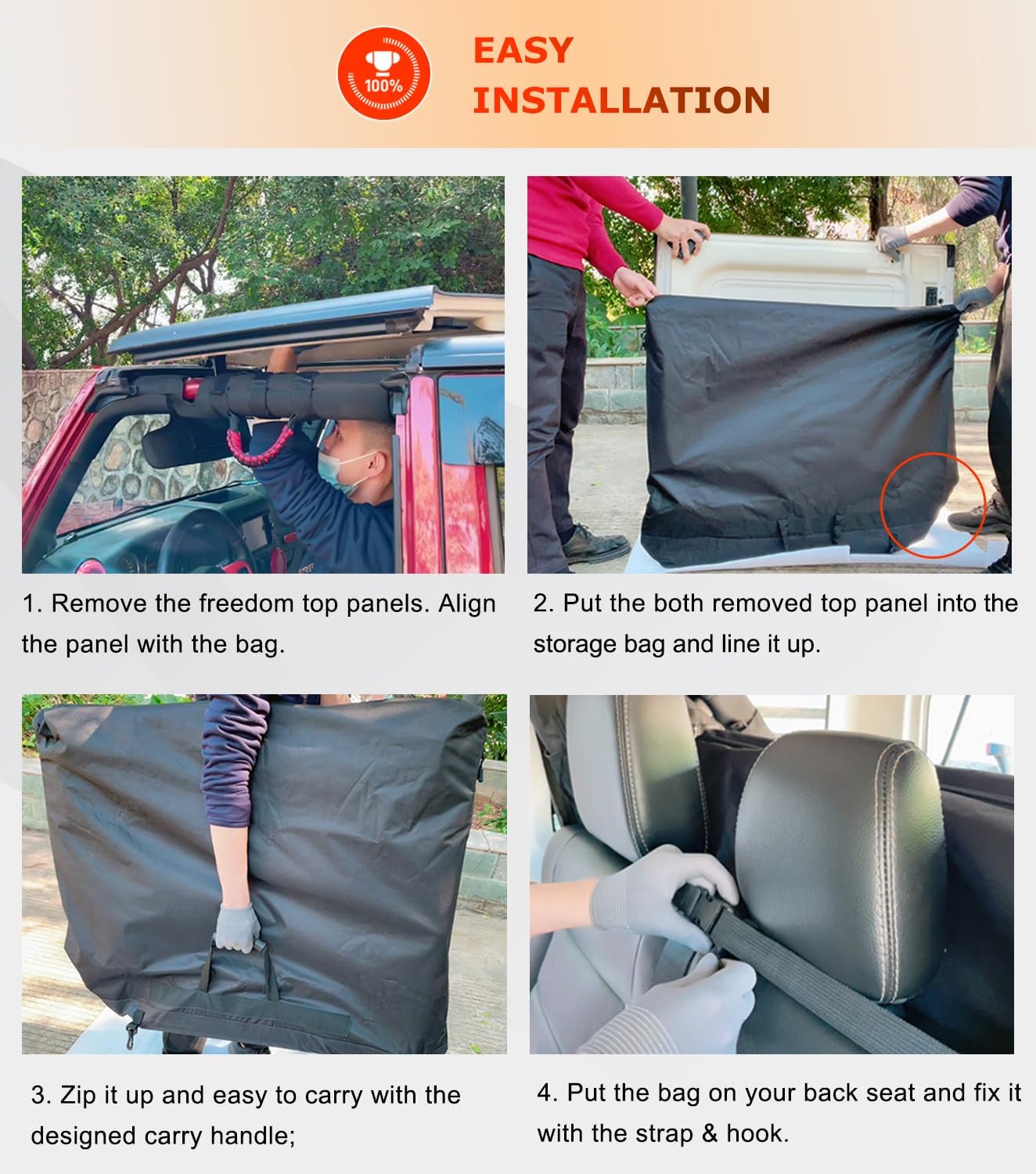 Freedom Panel Hard Top Storage Bag for 2007-2025 Jeep Wrangler & Gladiator (Black)