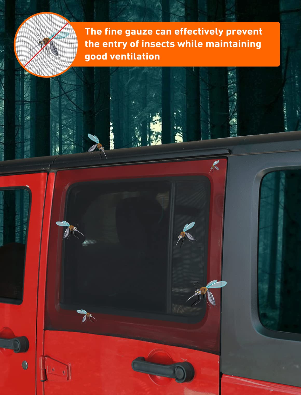 Breathable Rear Window Sun Shade for Jeep Wrangler & Gladiator - UV Protection for Pets/Camping