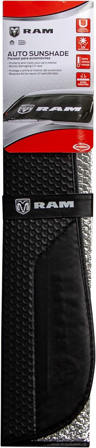 RAM Logo Matte Black Accordion Windshield Sunshade - 003860R01