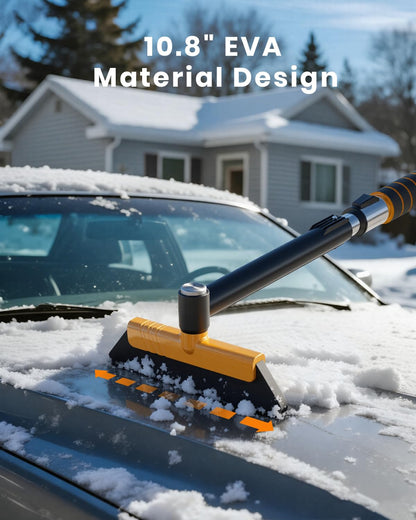 43.7" Extendable Ice Scraper with 360° Pivoting Brush - 12 Length Settings, Orange
