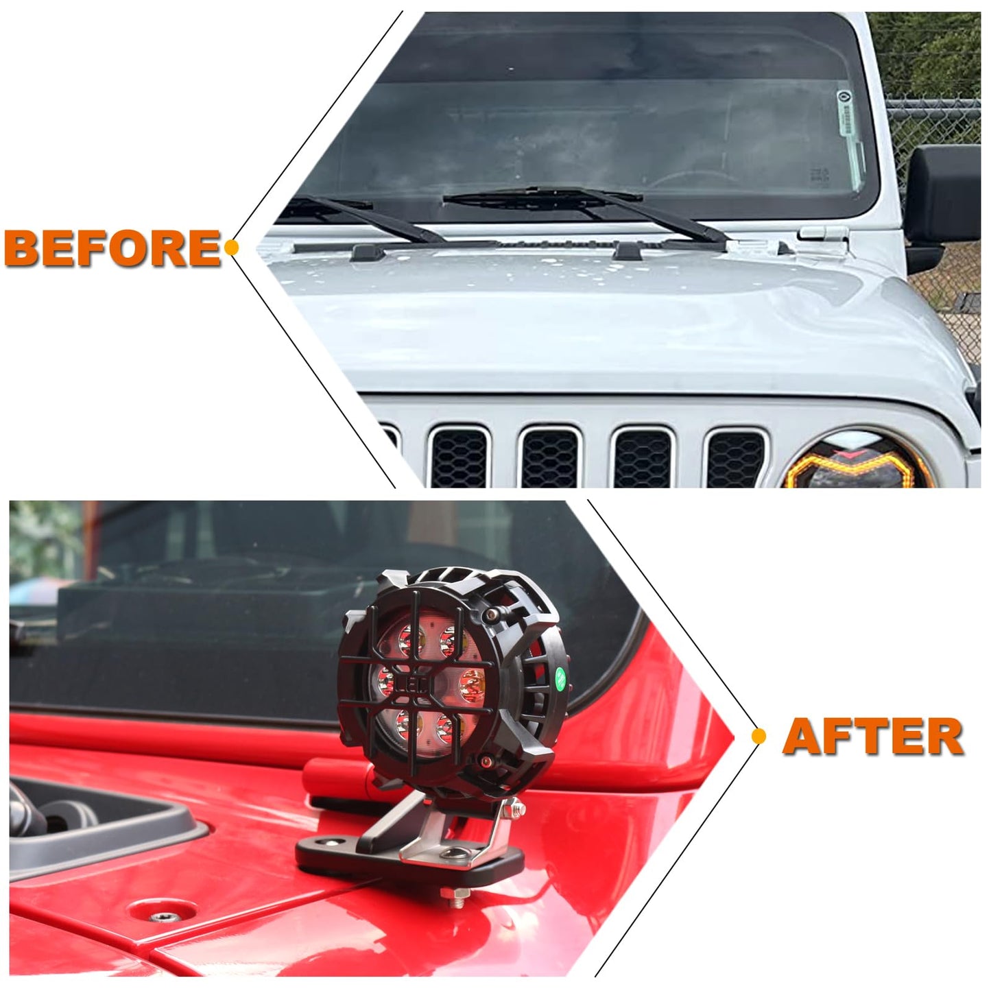 Black A-Pillar Light Mounts for 2018-2024 Jeep Wrangler JL