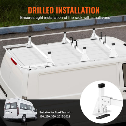 54" Heavy-Duty Van Roof Ladder Rack (3 Bars) - 800 lb Capacity for Ford Transit (2015-2022)