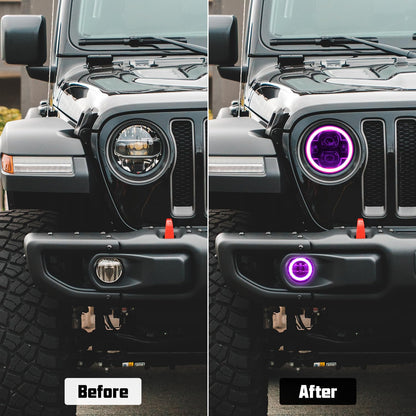 JL JT 9" RGBW Halo Fog Lights with App Control and Music Mode