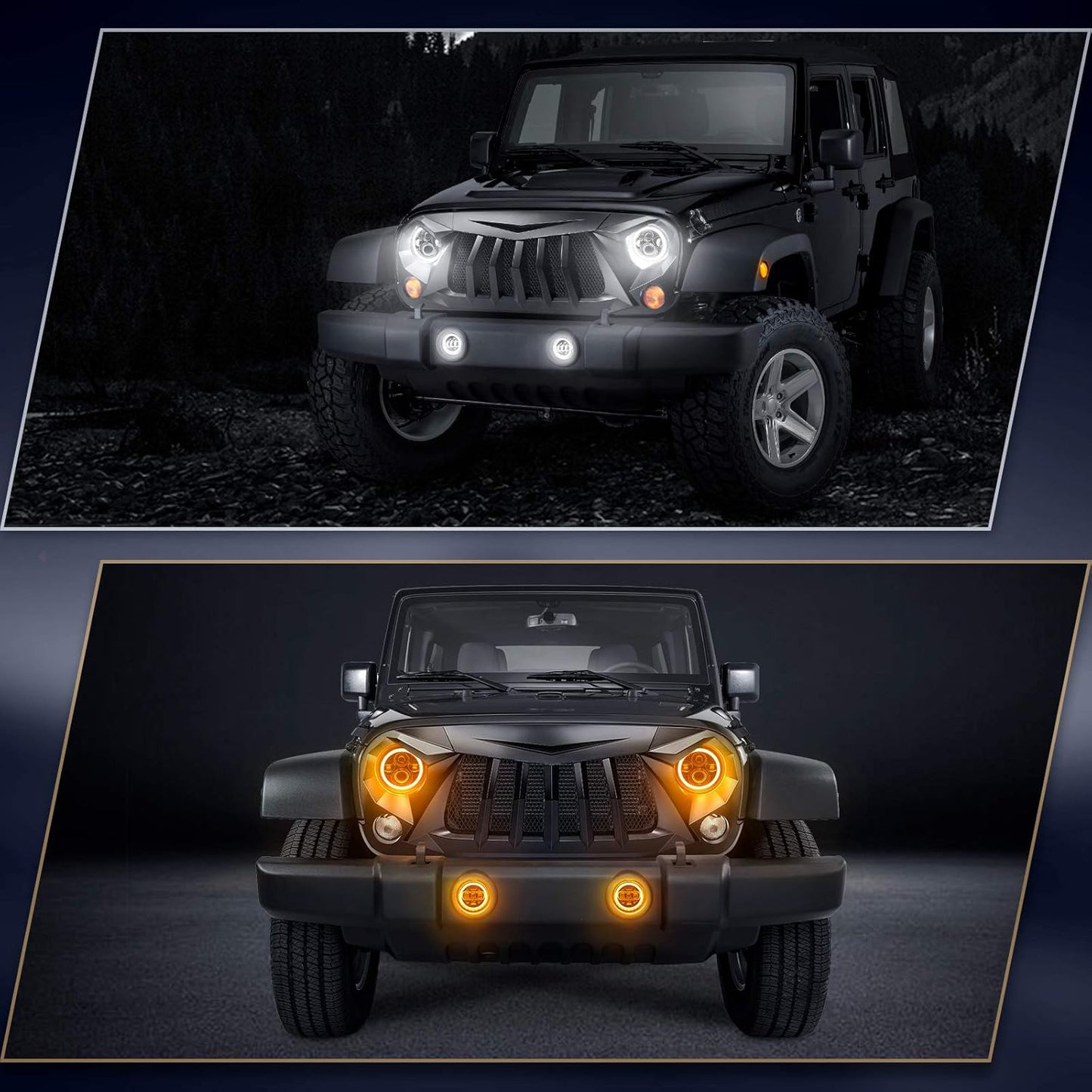 7" LED Headlight & 4" Fog Light Kit for Jeep Wrangler/Hummer (1997-2018)