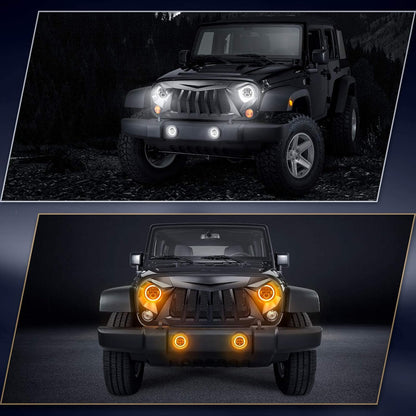 7" LED Headlight & 4" Fog Light Kit for Jeep Wrangler/Hummer (1997-2018)