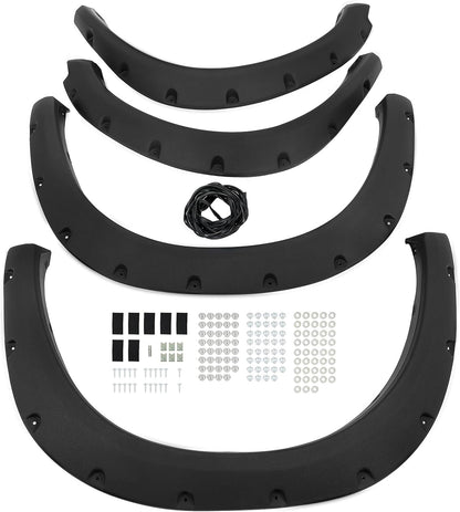 4-PCS Fender Flares for 2009-2018 Ram 1500 & 2019-2023 Classic Fleetside - Textured Black Rivet Style