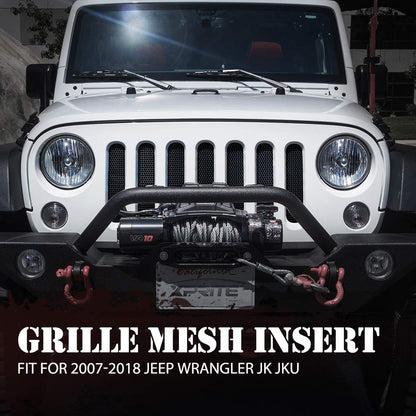 2007-2018 Jeep JK/JKU Front Grille Mesh Insert - Matte Black Aluminum