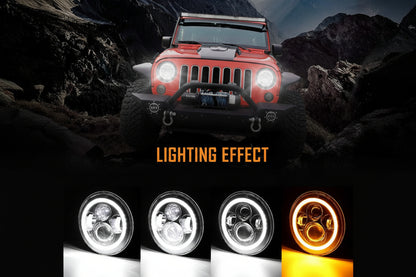 DOT Approved 7" LED Headlights for Jeep Wrangler 1997-2018 - with DRL & Signals