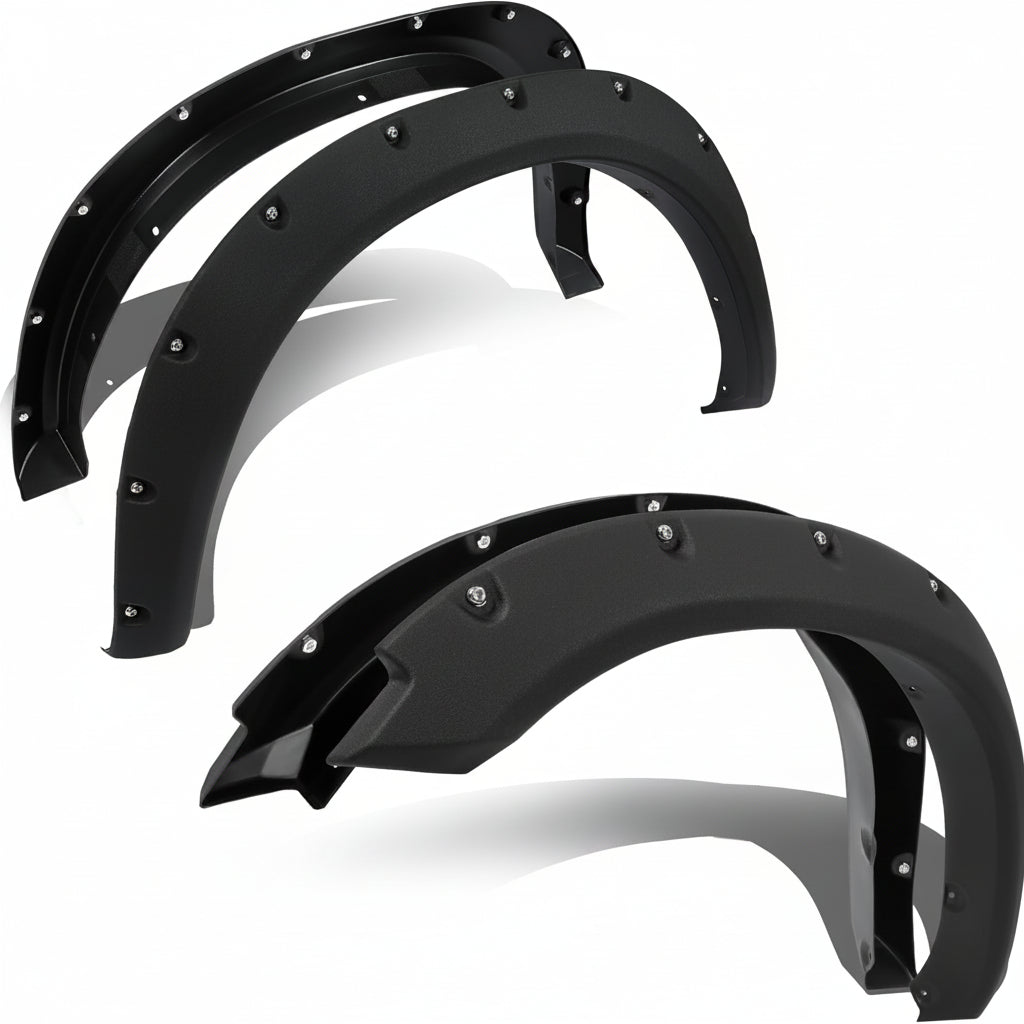 4-PCS Textured Fender Flares for 2009-2023 Ram 1500 Classic (Excl. R/T/Rebel/Warlock) - Pocket Rivet Style