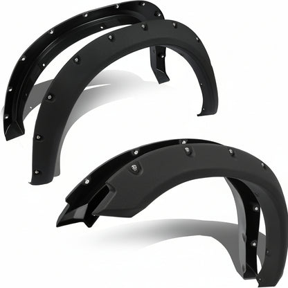 4-PCS Textured Fender Flares for 2009-2023 Ram 1500 Classic (Excl. R/T/Rebel/Warlock) - Pocket Rivet Style