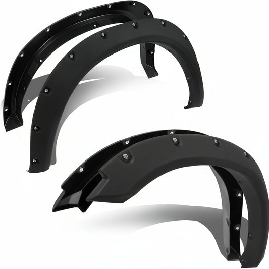 4-PCS Textured Fender Flares for 2009-2023 Ram 1500 Classic (Excl. R/T/Rebel/Warlock) - Pocket Rivet Style