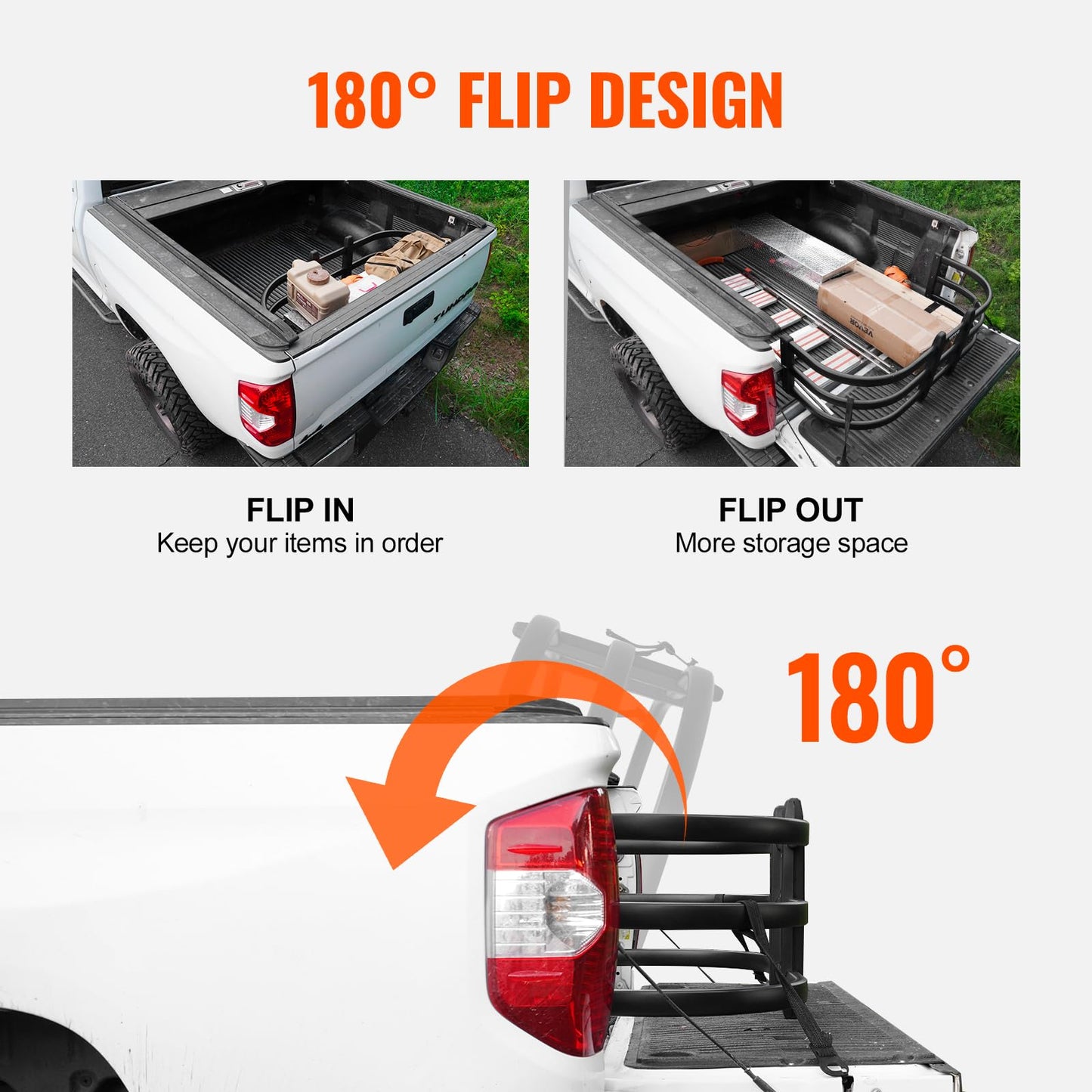 Aluminum Retractable Truck Bed Extender (55.5"-68") for Ford, Ram, Toyota, Chevy, GMC